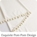 NICETOWN Ivory White Velvet Curtains 84" Long with Cute Pom-Pom Trim for Girls Bedroom & Playroom– Room Darkening Drapes Cheerful Home Decor, 52" W x 84" L, 2 Panels