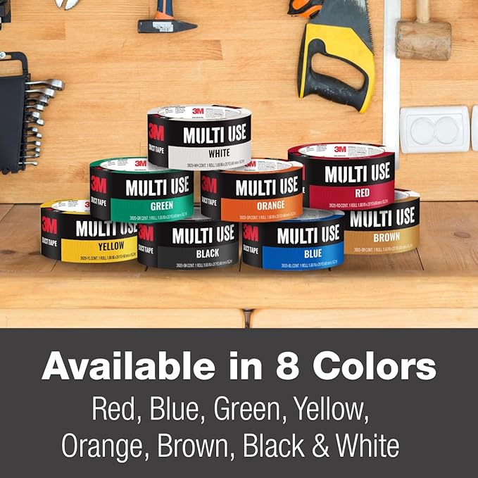 3M Multi-Use Colored Duct Tape, Yellow with Strong Adhesive and Water-Resistant Backing, Multi-Surface 3M Duct Tape for Indoor and Outdoor Use, 1.88 Inches x 20 Yards, 1 Roll (3920-YL)