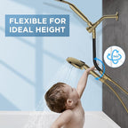 MakeFit Dual Filtered Rain Shower Head Combo, High Pressure Handheld Shower Head with Adjustable Bar - Rainfall Shower Head And Showerhead with Filter for Hard Water - Removes Chlorine(Gold)