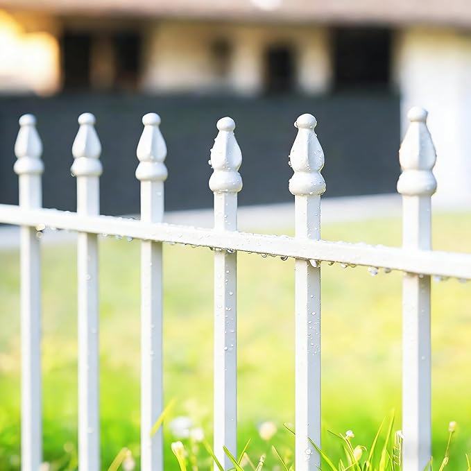 Metal Decorative Garden Fence 36" H x 28" W (5 Panels, Total Length 11.6 feet), Metal Border Folding Fence, Landscape Fencing Dog Fence Pet Fence for Flower Bed, Yard, Animal Barrier (White)