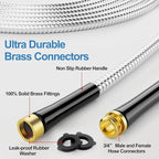 SPECILITE 100 ft 304 Stainless Steel Garden Hose Metal Heavy Duty Water Hose, Flexible Water Hose Pipe with 3/4" Solid Brass Connectors, No-Expandable Garden Hoses with Rubber Grip for Yard, Outdoor