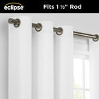 Eclipse Extra Wide Grommet Curtain, Kendall Sliding Patio Door Curtain Panel, Solid Textured Thermal Insulated and Noise Reducing Curtains, (1 Panel), 84 in Long x 100 in Wide, White (Pack of 2)