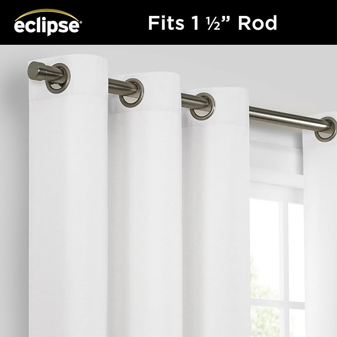 Eclipse Extra Wide Grommet Curtain, Kendall Sliding Patio Door Curtain Panel, Solid Textured Thermal Insulated and Noise Reducing Curtains, (1 Panel), 84 in Long x 100 in Wide, White (Pack of 2)