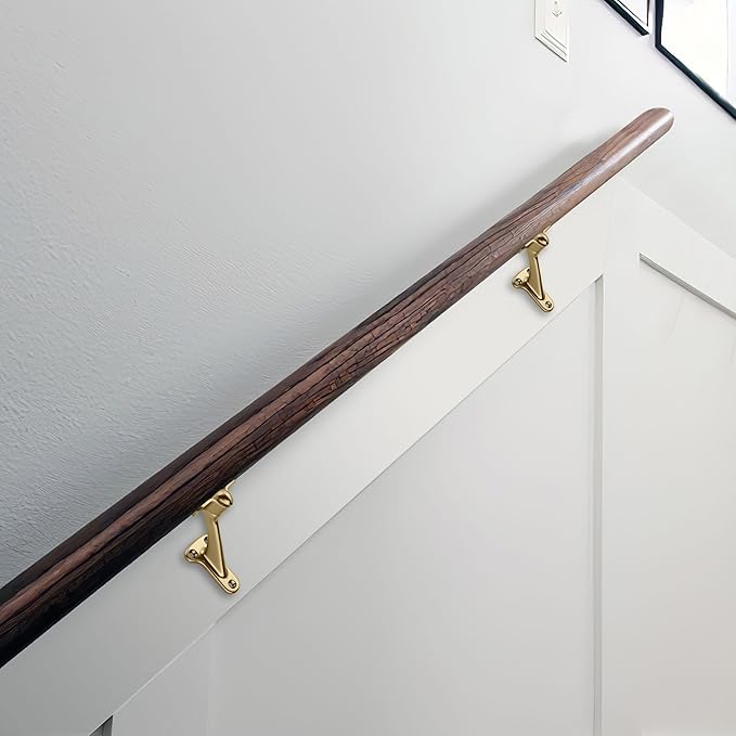 khtumeware 6 Pack 3 Inch Champagne Bronze Hand Rail Bracket Heavy Duty Hardware for Stairways, Home or Office Vintage Stair Support Handrail Brackets