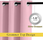 NICETOWN Blackout Curtain Drape 72 inch Long - Grommet Noise Reducing Thermal Insulated Modern Window Treatments for Bedroom Living Room (1 Panel, 52 x 72 Inch, Rouge Pink)