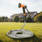 VEVOR Metal Garden Hose 200 ft, Heavy Duty Stainless Steel Water Hose with 10-Function Nozzle, No-Kink & Flexible Outdoor Garden Hose, Rust-Proof Lightweight Hose for Yard, RV, Car Wash