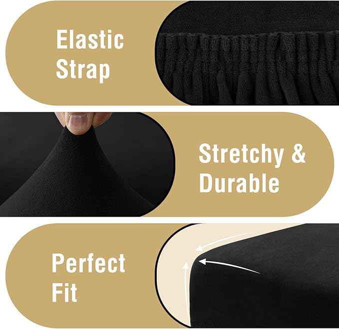 H.VERSAILTEX Velvet Dining Chair Covers Stretch Chair Covers for Dining Room Set of 4 Parson Chair Slipcovers Chair Protectors Covers Dining, Soft Thick Solid Velvet Fabric Washable, Black