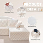 Modular Sectional Sofa Couches L-Shape Couch 3 Seat Modular Sofa Memory Foam Sectional Couches for Living Room, Cloud Couch with Oversized Chaise (White Check, 96" Right Facing Chaise)