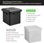 DocSafe Storage Ottoman with Lock,Fireproof Folding Ottoman Foot Rest Stool Storage Chest with Storage Safe for Important Documents,Waterproof 13 Inches Short Ottoman Foot Stool with Handles,Black