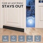 GroTheory 6 Pack Door Draft Stopper, Under Door Sweep for Exterior & Interior Doors, Weather Stripping Door Seal, Garage Window Blocker Noise Cold Air Insulation, Draft Guard Black 2" W x 39" L