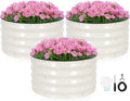 INNO STAG 3 Pcs Round Galvanized Raised Garden Bed — 2×2×1ft Planter Box Outdoor Raised Beds Kit for Gardening Vegetables, Fruits, Herbs, and Flowers, White