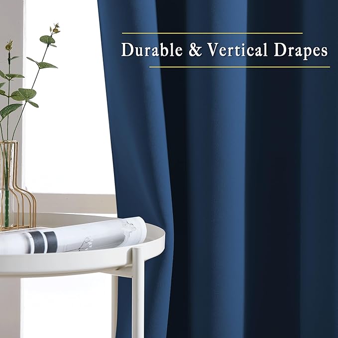 NICETOWN Blackout Room Divider Curtains 118 inches Long, Grommet Thermal Window Treatments Sound Reducing Drapes for Sliding Glass Door, Moroccan Blue, W66 x L118, 2 Pieces