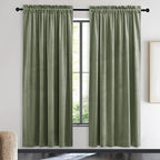 NICETOWN Super Soft Velvet Curtains 72 inches, Sound Reducing Cold Heat Insulated Heavy Matt Room Darkening Drape Panels for Living Room (Sage Green, 2 Panels)