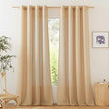 NICETOWN Rustic Linen 132 inch Long Curtains for Living Room, Grommet Privacy Added Thick Linen Weave with Light Filter Window Curtains & Drapes for Bedroom, Burlap, W55 x L132, 2 Panels
