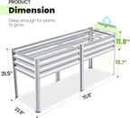 KING BIRD Raised Garden Bed with Legs Galvanized Large Elevated Planter Box for Backyard, Patio, Balcony, 600lb Capacity, Silver 70.9x22.8x31.5 in