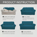 Easy-Going Stretch Loveseat Slipcover 1-Piece Sofa Cover Furniture Protector Couch Soft with Elastic Bottom for Kids Polyester Spandex Jacquard Fabric Small Checks (Loveseat, Peacock Blue)