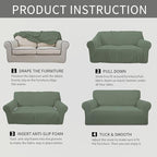 Easy-Going Stretch Chair Sofa Slipcover 1-Piece Couch Sofa Cover Furniture Protector Soft with Elastic Bottom for Kids, Pet. Spandex Jacquard Fabric Small Checks (Chair, Greyish Green)