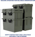 Sheffield 12765 XL Storage Bins With Lids, 4-Pack Stackable Storage Bins, Made in USA, Lockable and Water-Resistant Containers with Lids, Plastic Containers for Home, Classroom, and Dorm