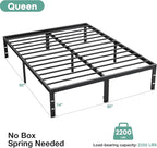 Sweetcrispy Queen Bed Frame - Heavy Duty Metal Platform Bed Frames Queen Size with Storage Space Under Frame, No Box Spring Needed, 14 Inches, Sturdy Steel Slat Support