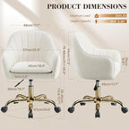 Vanity Chair with Wheels, Comfy Home Office Desk Chairs Adjustable Modern Velvet Makeup Vanity Chairs for Bedroom Living Room-Beige Pack of 2