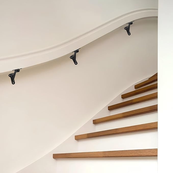 khtumeware 20 Pack 3 Inch Matte Black Hand Rail Bracket Heavy Duty Hardware for Stairways, Home or Office Stair Support Handrail Brackets