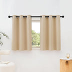 NICETOWN Beige Room Darkening Curtains Blackout 30 inch Curtains for Kitchen, Grommet Solid Window Treatments Sound Reducing for Bedroom, 2 Panels, W37 x L30, 2 Panels