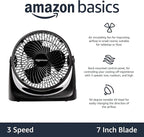 Amazon Basics Air Circulator Desk Fan for Bedroom, Home and Office, 90-Degree Tilt Head, 3 Speed Settings, Cooling, 35 Watts, Black, 11.1"W x 6.3"D x 10.9"H