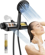 MakeFit Filtered Shower Head with Handheld Combo Matte Black - Dual 2-in-1 Spa System with Massage Shower and 10 Modes Hand Held Shower, High Pressure with Built in Power Wash Mode