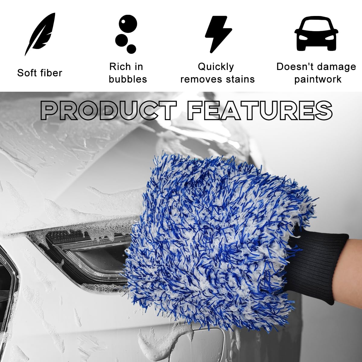 8"×10" Soft & Scratch-Free Premium Plush Microfiber Washing Glove