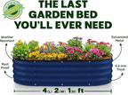 Plant & Plot Galvanized Raised Garden Beds Outdoor // 4×2×1 ft (2-Pack) Planter Raised Beds for Gardening, Vegetables, Flowers // Large Metal Garden Box // Patented Tool-Free Design (Navy)