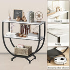 GILLAS 3 Tier Console Tables, 30" Height Entryway Table, Sofa Table Behind Couch Table, Industrial Entryway Furniture Entry Way Table with Storage for Living Room, Hallway, Entrance, White