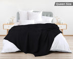 Utopia Bedding Black 100% Cotton Waffle Blanket 300 GSM [Queen - 90x90 Inch] Soft Lightweight Breathable Bed Blanket for All Season