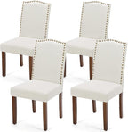 DUMOS Dining Chairs Set of 2, Moden Kitchen Table Chairs with Wooden Legs and Padded Seat for Dining Room Kitchen Living Room Restaurant, Beige