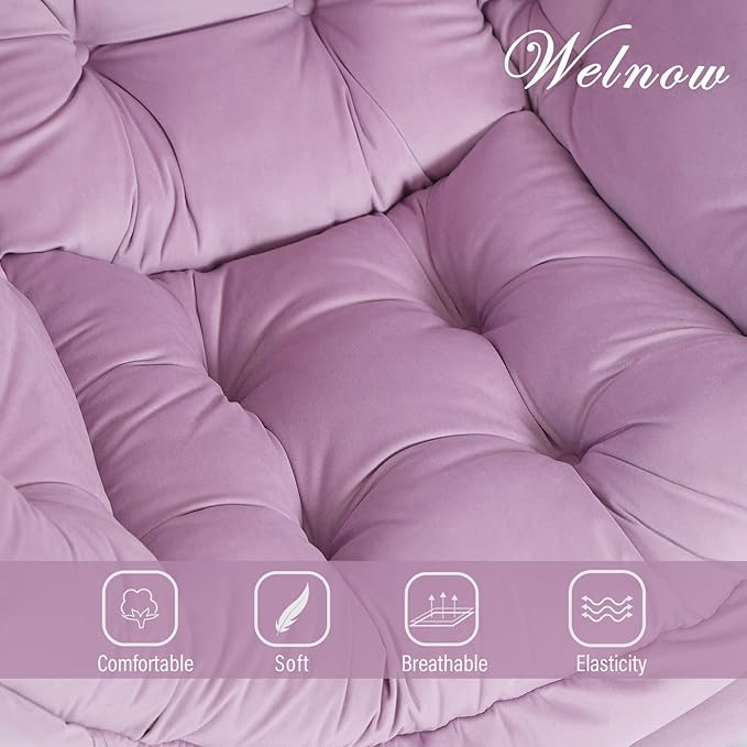 Welnow Lazy Chair with Ottoman, Modern Accent Chair with Armrests and a Side Pocket, Leisure Upholstered Sofa Armchair Set, Reading Armchair with Footrest for Small Space, Light Purple