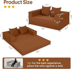 COMAX Futon Sofa Bed, 4‑in‑1 Convertible Sofa Bed, Folding Boneless Couches for Living Room, Fold Out Small Foldable Loveseat Floor Sleeper Comfy Mattress Lounge Space‑Saving, Orange