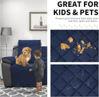 Easy-Going Loveseat Recliner Cover with Console, Reversible Couch Cover for Living Room, Split Sofa Cover for Each Seat with Elastic Straps for Kids, Dogs, Pets(2 Seater, Navy/Ivory)
