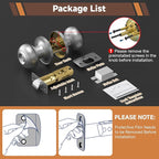 Estmoon 5 Pack Door Knobs Brushed Nickel Interior Keyless Door Lock Privacy Door Handle, Round Ball Silver Knobs for Bathroom Bedroom