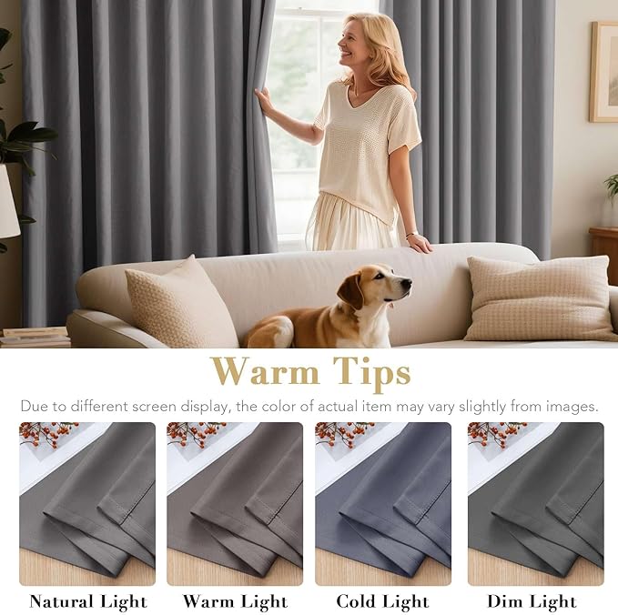H.VERSAILTEX Blackout Curtains for Bedroom Curtains Thermal Insulated Room Darkening Window Treatment Extra Long Curtains/Drapes, Grommet Panels (Set of 2, 52 by 108 - Inch, Grey)