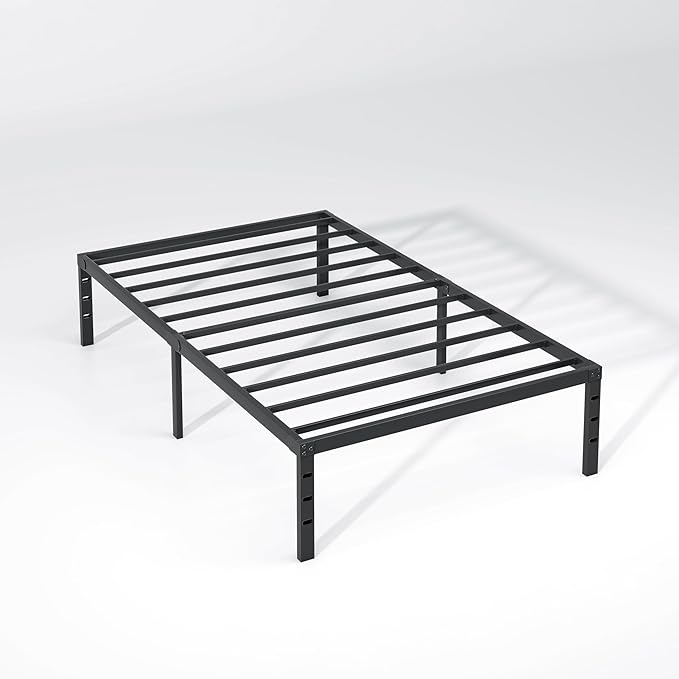 Metal Bed Frame,Twin Size Bed Frame with Storage Space,Heavy Duty Sturdy Mattress Foundation,Easy Assembly,No Box Spring Needed, Black,14 Inch,Twin