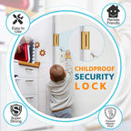 Child Proof Door Locks High Home Security Door Lock Reinforcement Night Kids Safety with 3" Stop Withstand 800 lbs for Inward Swinging Front Door Metal Flip Deadbolt Latch Defend Home
