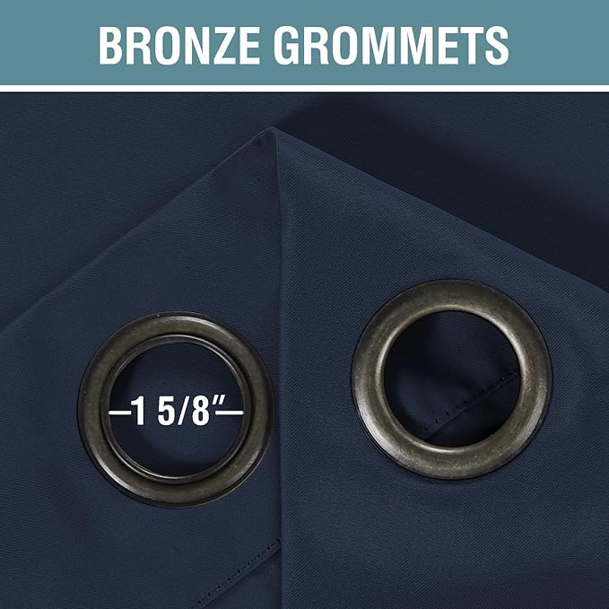 H.VERSAILTEX Blackout Curtain for Living Room Small Window Kitchen Blackout Curtains 45 inch Length Energy Saving Solid Grommet Blackout Drape, One Panel, Navy Blue, 52" W x 45" L