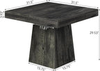 LITTLE TREE Dining Table for 4 People, 31.5-Inch Square Small Kitchen Table, Farmhouse Dinner Table with Sturdy Pedestal Base for Restaurant, Dining Room, Living Room, Grey