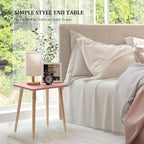 FORAOFUR Small Accent Table, Modern Mini Coffee Table with Natural Wood Legs, Quick Assembly End Furniture for Bedroom Living Area Sofa, Minimalist Design for Nuresery and Compact Homes, Pink