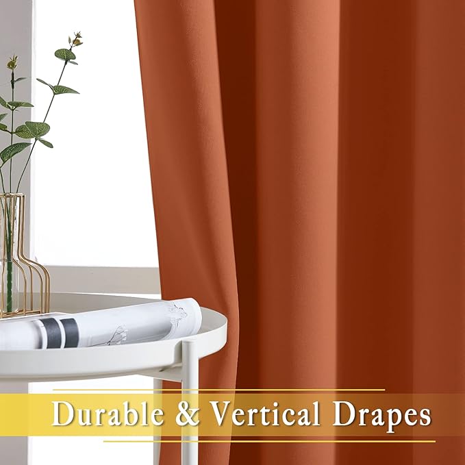 NICETOWN Room Divider Curtain 132 Inches Long, Wide Blackout Sliding Door Curtain for Bedroom, Room Darkening Privacy Window Curtain for Patio Door (1 Panel Set, Burnt Orange, 80 x 132 Inch)