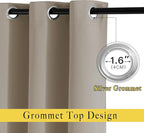 NICETOWN Room Darkening Extra Long Curtains - Home Fashion Ring Top Thermal Insulated Weighted Large Window Treatment Drapes for Nursery (W80 x L108, Taupe, Set of 2)