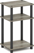 Furinno JUST Side Table Set of 2, 3-Tier End Tables, Open Shelves Night Stand, Nightstand, Toolless Assembly, for Living Room, Bedroom, French Oak