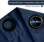 H.VERSAILTEX Blackout Patio Curtains 100 x 108 Inches for Sliding Door Extral Wide Blackout Curtain Panels Thermal Insulated Room Divider - Grommet Top, 9' Tall by 8.5' Wide - Navy Blue