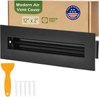 Modern Air Vent Cover 12x2 (Duct Opening) - Decorative Black Aluminum Linear Slot Diffuser for Wall, Ceiling, Floor Register - Quiet Operation HVAC Grille for Home with Adjustable Airflow