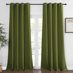 NICETOWN Blackout Window Curtain 90 inch Length - Room Darkening Thermal Insulated Grommet Large Window Treatment Light Blocking for Bedroom/Doorway (Olive Green, 1 Panel, W52 x L90)