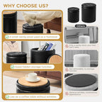 Round Ottoman with Storage Set of 2, 12.6" W x 14.17" H & 14.76" W x 17.32" H Faux Leather Storage Ottoman for Living Room Bedroom, Small Coffee Table Padded Ottoman, Black